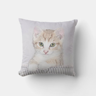 Coussin Tabby Orange Kitten Peinture - Art Chat original