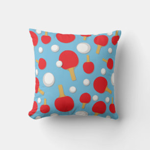 Coussin Table de Tennis Bats et balles Motif sur Bleu clai