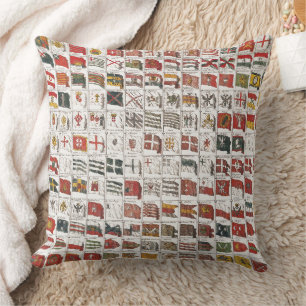 Coussin Table vintage des drapeaux de mer, Impression esth