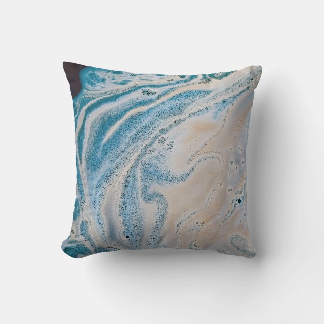 Coussin Tableau abstrait bleu et blanc (Recto)