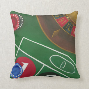 Coussin Tableau de roulette avec les puces et la roue