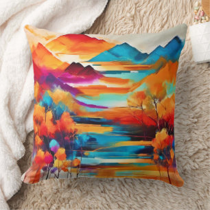 Coussin Tableau du coucher de soleil de montagne