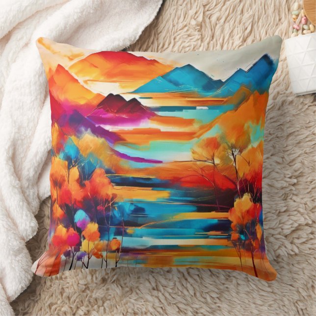 Coussin Tableau du coucher de soleil de montagne (Couverture)