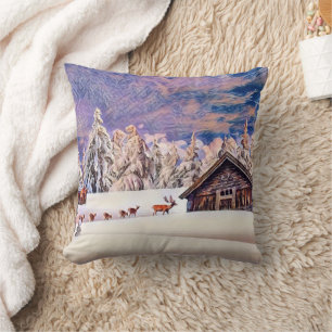 Coussin Tableau vintage du Cabine du journal des rennes de