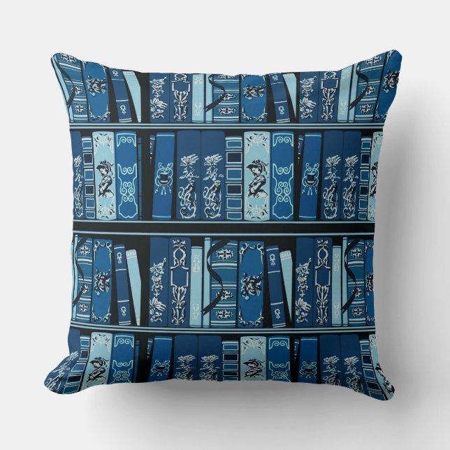Coussin Tablettes de livre bleu Livres Vintages Lancer Ore (Recto)