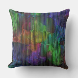 Coussin Taches colorées sous bandes déformées