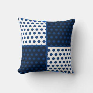 Coussin Taches de blues indigo sur fond bleu et blanc