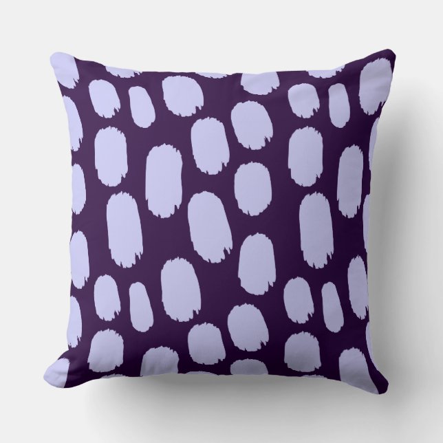 Coussin Taches peintes en gras - Bleu en poudre sur violet (Recto)