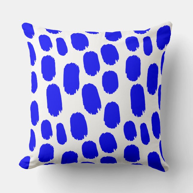 Coussin Taches peintes en gras - Bleu sur blanc (Recto)