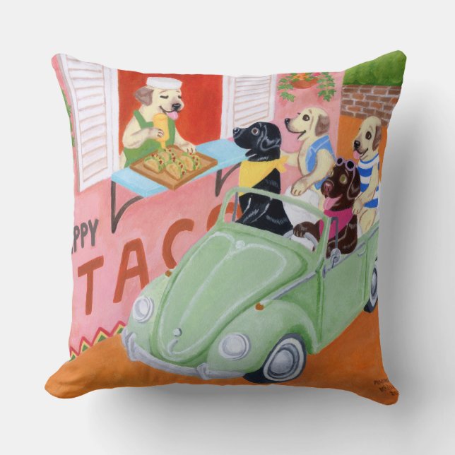 Coussin Taco Fun Labradors Peinture (Recto)