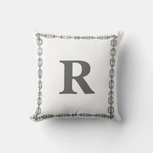 Coussin Taie d'oreiller à cadre de lettre monogramme noir 
