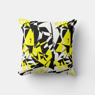 Coussin Taie d'oreiller à motif abstrait funky noir et jau