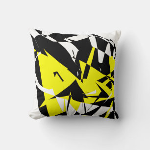 Coussin Taie d'oreiller à motif abstrait funky noir et jau