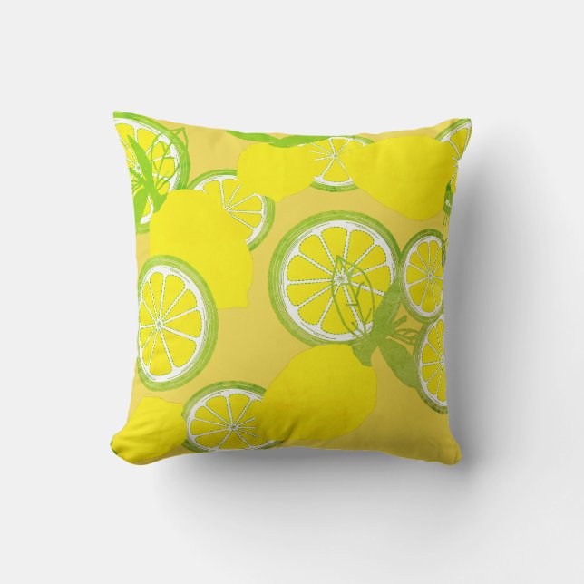 Coussin Taie d'oreiller à motif citron vert jaune (Recto)