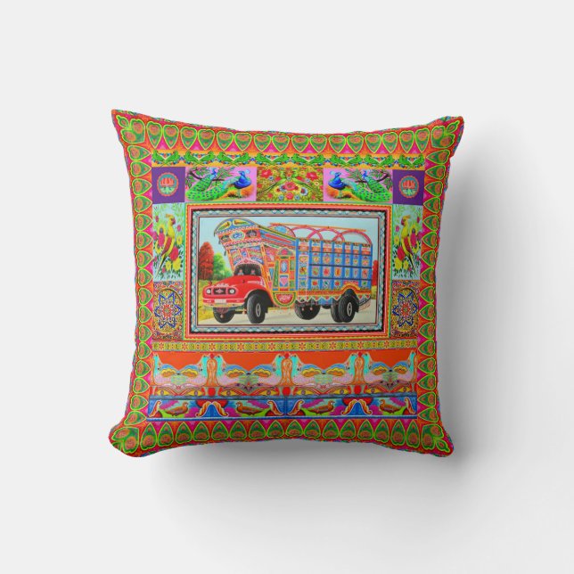 Coussin Taie d'oreiller inspirée par art de camion - (Recto)