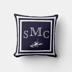 Coussin Taie d'oreiller unie bleu foncé MONOGRAM