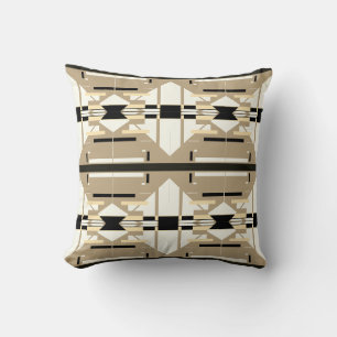Coussin Tan Blanc Noir Sud-Ouest Look Mosaic Gros carreaux