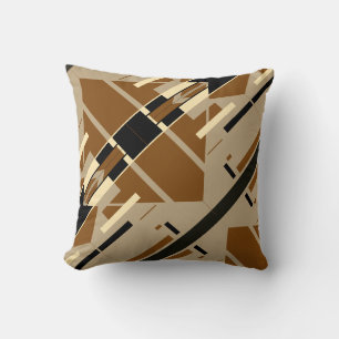 Coussin Tan Brown Beige Noir Mosaïques Diagonales Sud-Oues