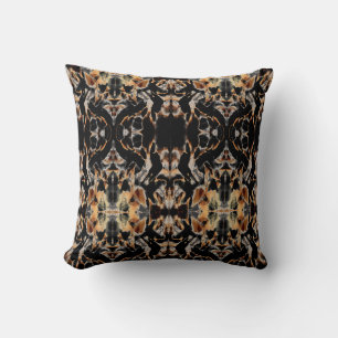 Coussin Tan Brown Beige Noir Motif Mosaïque Méditerranéenn