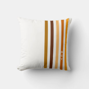 Coussin Tan Brown Orange Vertical Stripes Monogramme