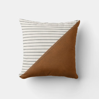 Coussin Tan Cuir blanc rayé Linge triangle Ferme