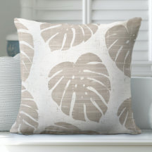 Tan et blanc Feuilles de palmier Jouer l'oreiller