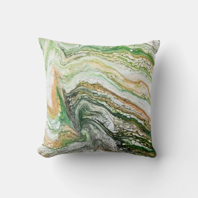 Coussin Tan Green Abstrait (Recto)