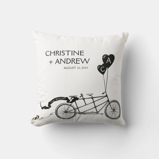 Coussin Tandem Bicycle Romantique Décontracté Mariage cade (Recto)