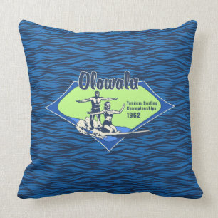 Coussin Tandem Surfing Hawaiian Vintage Surf Design
