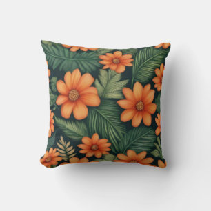 Coussin Tangelo tropical : Oasis florale vibrante