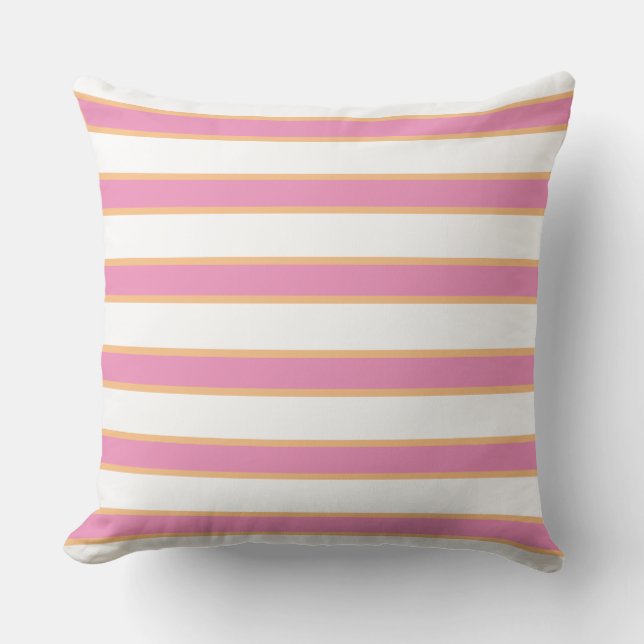 Coussin Tangérine rose Blanc moderne Preppy Grandes (Recto)