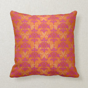 Coussin Tangerine vif Tango Damassé Orange Rose