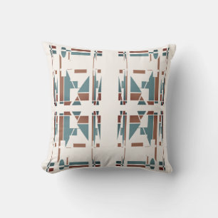 Coussin Tanné Bleu Sarcelle Blanc Sud-Ouest Mosaïques Gran
