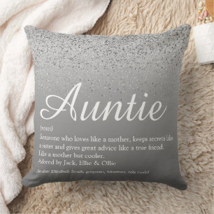 Coussin Tante Définition Dire Parties scintillant Argent G