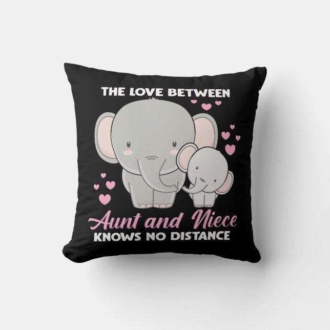 Coussin Tante et nièce Love Tante Famille Elephant Hearts (Recto)