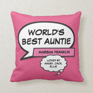 Coussin Tante la plus cool du monde Tata Cool Drôle Bande
