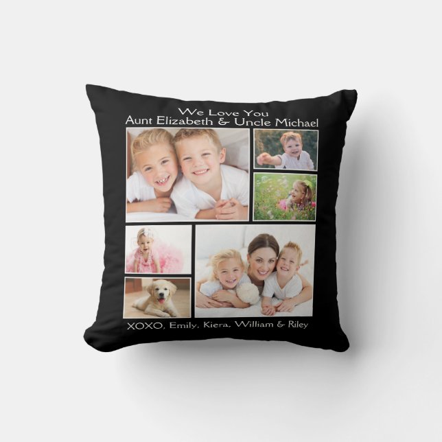 Coussin Tante Oncle Love You Photo Collage (Recto)