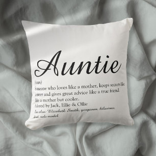 Coussin Tante Tantie Définition Chic en noir et blanc Scri