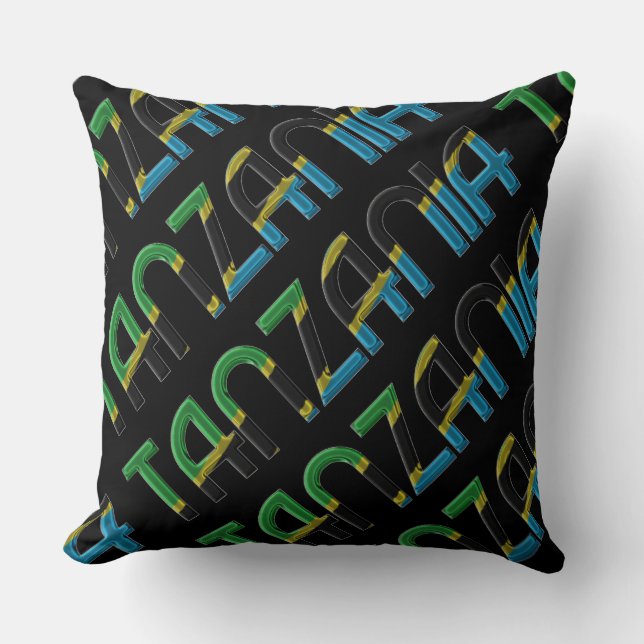 Coussin Tanzanie Drapeau couleurs Typographie Souvenir afr (Recto)