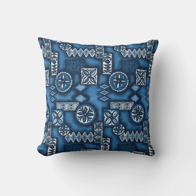 Coussin Tapa de Hawaïen de guerrier de vague (Recto)