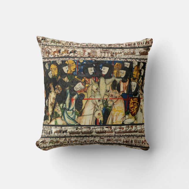 Coussin TAPESTRE BAYEUX 1066 Mort du roi Harold (Recto)