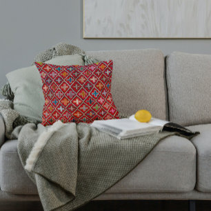 Coussin Tapis Kilim Turc Antique Vintage Rouge Cramoisi