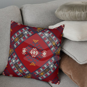Coussin Tapis kilim turc rouge profond oriental