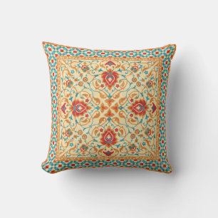 Coussin Tapis oriental, motif fleurie ornementale.
