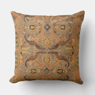 Coussin Tapis Persan Antique Brun Orange