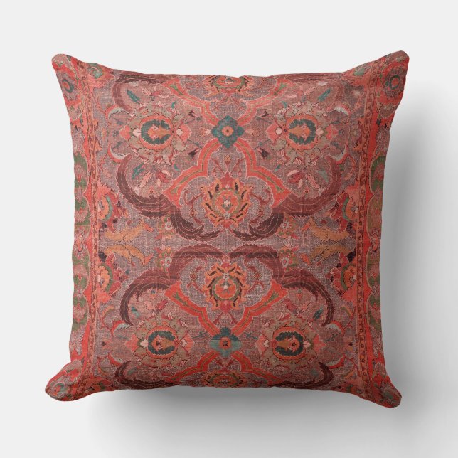Coussin Tapis Vintage Perse antique Rouge (Recto)