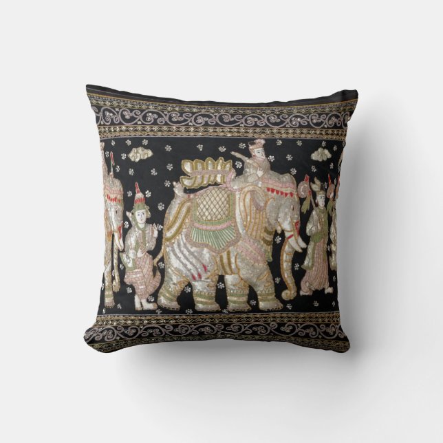 Coussin Tapisserie antique d'éléphant (Recto)