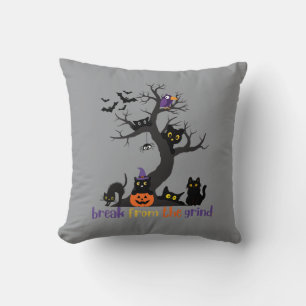 Coussin Tapisserie avec beaucoup de chats noirs