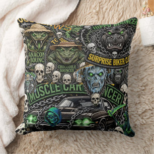 Coussin Tapisserie Club Bouncer Muscle Car Collage   Bik