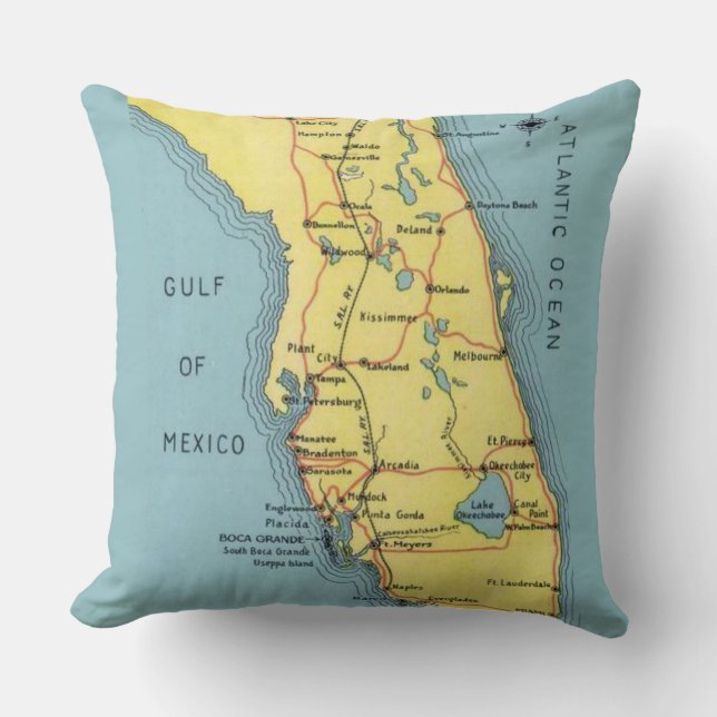 Coussin Tapisserie de carte postale rétro de Floride (Recto)